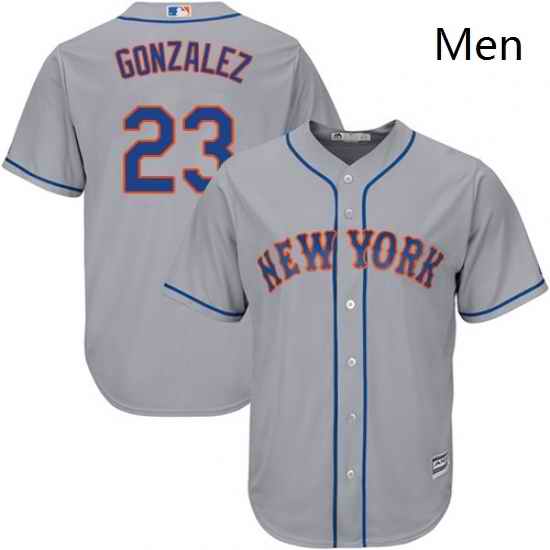 Mens Majestic New York Mets 23 Adrian Gonzalez Replica Grey Road Cool Base MLB Jersey